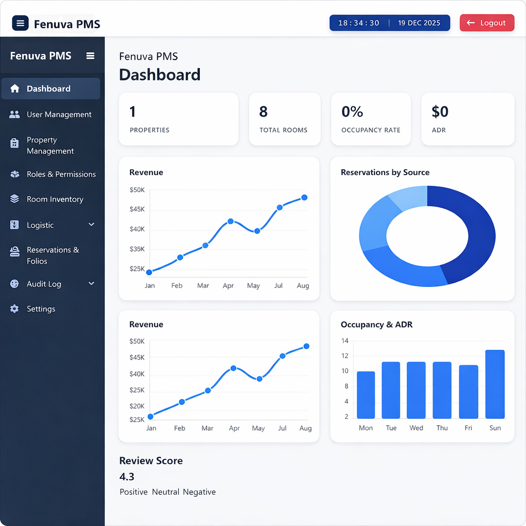 Fenuva PMS reports screenshot